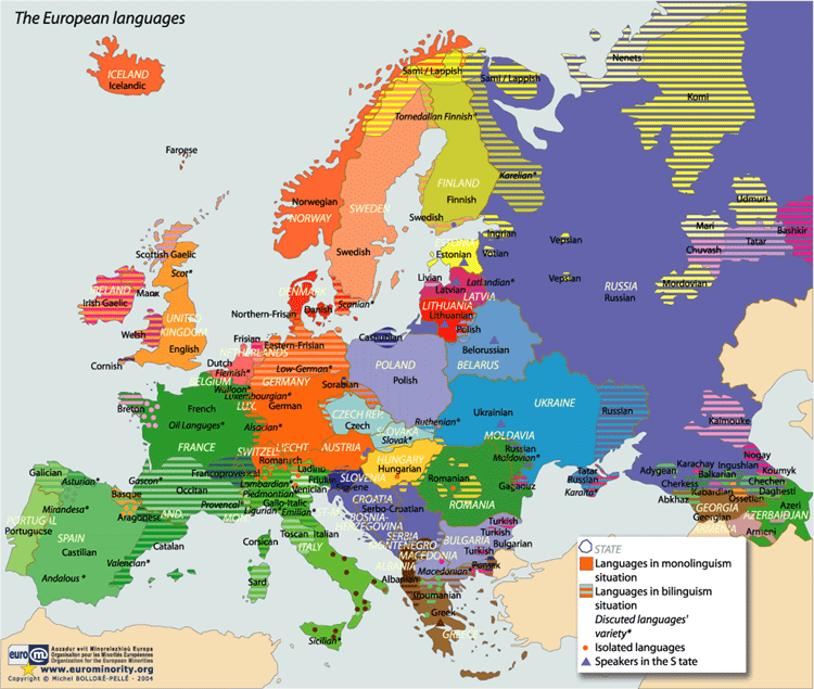 Resultado de imagen de mapa lenguas europa